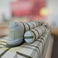 Bielefelder Werkstätten - Sofa Long Island Stoff Edinburgh JA2047-030 Grau Grün Gelb Kariert Füße Metall Schwarz - 9