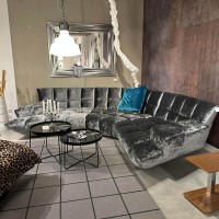 Bretz - Ecksofa Cloud 7 Stoff 66 2085 Velvet Silberschimmer Grau Gleiter Schwarz Inklusive Kissen - 6