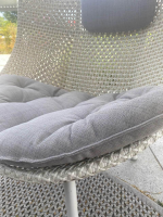 DEDON - Lounge Chair Sessel Mbrace Sitz Geflochten Sea Salt Weiß Grau Mit Kissen Stoff Linen Warm Grey Grau Gestell Lipari Weiß - 5