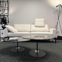 Bielefelder Werkstätten - Sofa Spirit BW155-3006 Stoff Mara Weiß Metallfuß Schwarz Matt mit Rückenbügel und Kissen - 10