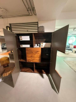 Scholtissek - Geschirrschrank Floatglas Beige Grau Nussbaum Gebeizt - 7