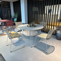 Weishäupl - Essgruppe Slope Outdoor Tischplatte Keramik Ananda Gestell Edelstahl Perlbeige Pulverbeschichtet - 11