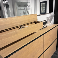 Sudbrock - Garderobe Tando Eiche Furniert 127 Milk Lack Matt 436 Cosmos Schwarz Mit Lamellenpaneel Und Beleuchtung - 6