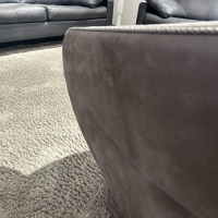 COR - Sessel Roc Innen Stoff 12029 Rauchgrau Außen Leder Puro 683 Taupe Grau Drehteller Metall - 4