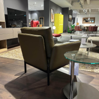 Leolux - Sessel Enna Leder Raffino 294 Fennic Gelb Grün Gestell Expoxy E2200 Nuit Silk Schwarz Matt - 5