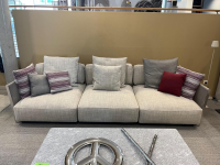 Flexform - Outdoor Sofa Vulcano Stoff Cora N A117 C Grau Geflecht Kordel Sand 8001 Grau Metallgestell Elektropoliert Mit Kissen - 7