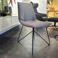 Team 7 - Stuhlgruppe Lui Und Grande Lui Stoff Canvas CA 154 Und Leder L1 Origon Schwarz Gestell Schwarz Matt Pulverbeschichtet - 6