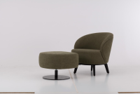 Werther - Sessel Salon Stoff U3334J Grün Füße Holz Schwarz Inklusive Hocker Mit Drehteller Schwarz - 5