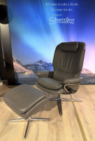 Stressless - Relaxsessel Rome Mit Hohem Rücken Leder Cori Grey GrauGestell Cross Aluminium Chrom Inklusive Hocker - 4