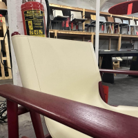 B&B Italia - Sessel Cordoba Kenleder Creme Gestell Esche Cranberry Rot Gefärbt - 5