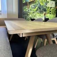 Team 7 - Essgruppe Taso Flor Eiche Weißöl Bezug Stoff Ripley RI11 Grau Inklusive Einlegeplatte - 3