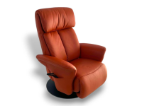 himolla - Relaxsessel 7627 Easy Swing Leder Longlife Soft Mandarine Rot Drehteller Anthrazit - 7