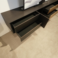 Gwinner - Wohnwand Bera Eiche Satin Terra Schwarz Gold Inklusive Sideboard Und Couchtisch - 25