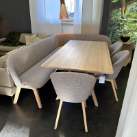 Team 7 - Essgruppe Taso Flor Eiche Weißöl Bezug Stoff Ripley RI11 Grau Inklusive Einlegeplatte - 6