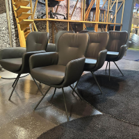 Gealux - 6er-Set Vierfußstuhl Leder Polo 1045 Schwarz Gestell Schwarz Drehbar Inklusive Filzgleiter - 7