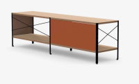 Vitra - Sideboard Platte Furnier Birke Blenden Zartblau Rehbraun Rostorange Gestell Aluminium Schwarz Pulverbeschichtet - 2