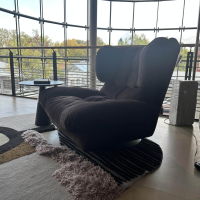 Baxter - Sessel Milano Bergere Leder Kashmir Prune Violett Fuß Metall Schwarz Matt Lackiert - 5