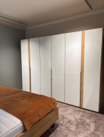 Musterring - Schlafzimmer Sala 2 0 Schrank Front Glas Weiß Korpus Eiche Bianco Bett Kopfteil Und Korpus Holz Füße Schiefer Grau - 8