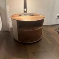 YOMEI - Nachtkonsole S100 Korpus Leder Taupe Beige Front Und Schublade Nussbaum - 7