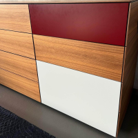 Kettnaker - Sideboard Soma Nussbaum Front Lack Taupe Matt Grau Rot Weiß Mit Schubladen Und Tür Mit Regalboden - 6