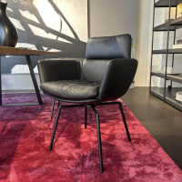 KFF - 4er-Set Stuhl Faye Leder Milano 260 Schwarz 4 Fuß Rundrohrgestell Struktur Schwarz M02 - 8