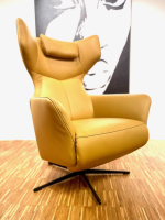 Contur - Relaxsessel Noto Medium Semianilinleder Kurkuma Gelb Sternfuß Schwarz Inklusive Nackenkissen - 6