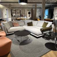 B&B Italia - Ecksofa Wohnlandschaft Noonu Stoff Spora 2038151 Hellgrau Metallgestell Lackiert Zinnfarbig - 8