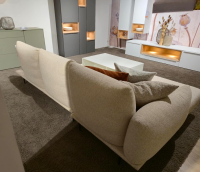 Calia Italia - Ecksofa Dragees Stoff Flash Dance Strech 202 Sabbia Beige Fuß Metall Graubraun Ricamo Inklusive Kissen - 5