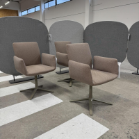 COR - 3er Set Drehstuhl Jalis 544 Stoff 8224 Bronze Braun 4 Fuß Gestell Lack RAL 070 60 10 Hellmahagoni Braun Grau - 5