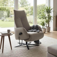 himolla - Sessel 7917 S-Lounger Stoff Aquaclean Silber Grau Sternfuß Metall Schwarz Pulverbeschichtet Inkl. Elektr. Verstellfunktion - 3