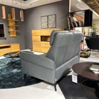 Natura - Garnitur Sofa Fresno Leder Mercury Blue Grey Blau Grau Metallfuß Schwarz Matt Mit Motorischer Relaxfunktion - 3