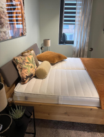 Musterring - Schlafzimmer Sala 2 0 Schrank Front Glas Weiß Korpus Eiche Bianco Bett Kopfteil Und Korpus Holz Füße Schiefer Grau - 9