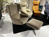 Jori - Lounge Sessel Rapsody Lounge Stoff Vittoria 4 Grau Beige 4 Stern Fuß Metall Epoxy Schwarz Inklusive Hocker - 4