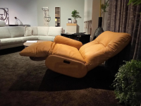 Contur - Loungesessel Lovere Büffel Anilinleder Kaleo Curry Gelb Sternfuß Metall Schwarz Mit Verstellbarem Rücken Und Fußteil - 6