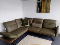 Koinor - Ecksofa Calmo 1 Leder B Bonito Canna Grün Massivholzrahmen Wildeiche Gestell Metallkufe Schwarz Pulverbeschichtet - 9