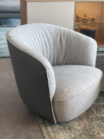 Walter Knoll - Sessel Ishino Stoff 25 Togba 7854 Pebble Grau Rücken Leder Cashmere Graphite - 7
