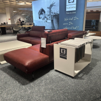 E. Schillig - Ecksofa Amante Leder L150 87 Weinrot Rot Metallfuß Schwarzchrom Mit festem Hocker - 5