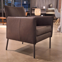 Bert Plantagie - Sessel Dalia Bezug Leder Timber LT0309 Cioccolate Schwarz Gestell Rundrohr Fein Struktur 100 Kohl Schwarz - 2