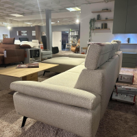 SEDDA - Wohnlandschaft Diva Stoff Liverpool Natur 16 Beige Fuß Aluminium Schwarz Matt Mit Wärmesystem - 8