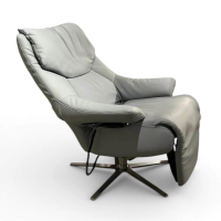 himolla - Sessel Himolla 7633 Malu Leder Longlife Rustika Sky Hellgrau Sternfuß Metall Edelstahl - 4