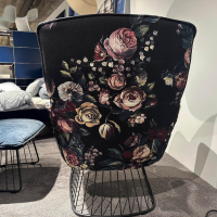 Freifrau - Sessel Marla Easy Chair High Rücken Stoff Gobelin Eden Blumenmuster Sitz Stoff Smart Arctique 05 Blau Mit Hocker - 6