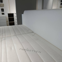 RUF Betten - Boxspringbett Mercata Kunstleder Weiß Creme Fuß S Schwarz Lackiert Mit Elektrischer Verstellung - 2