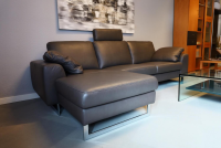 W. Schillig - Ecksofa Alexx Leder Longlife Xtra 95 Graphit Grau Metallfuß F7T Chrom Mit Kissen Und Kopfstütze - 8