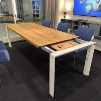 Scholtissek - Esstisch Divano VI Knorrige Eiche Mit Harz Gestelle Metall Weiß Mit Auszug - 2