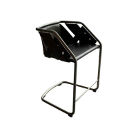 Henge - 2er-Set Barhocker Strip Leder Phantom Testa Di Moro Anthrazit Gestell Titan Poliert - 4