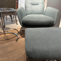 COR - Drehsessel Cordia 15122 Stoff 8310 Aquablau Gestell Aluminium Poliert Inklusive Hocker - 9