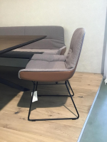 Freifrau - Sitzgruppe Leya Außen Leder Sahara Cognac Braun Innen Stoff Opera Fango Grau Drahtgestell Schwarz - 3