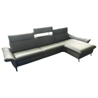 himolla - Ecksofa Velden 8372 Leder Longlife Rustika 24 Zypres Grün Füße Metall Anthrazit - 5