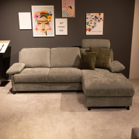 Hukla - Ecksofa 4700 Stoff Rob Lind 533004 Grün Metallfuß Schwarz Inklusive Kissen Und Matratze - 6