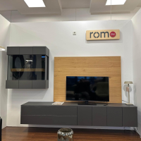 Loddenkemper - Wohnwand Minos 9767 Lack Schiefergrau Matt Absetzung Balkeneiche Mit Kabeldurchlass - 6